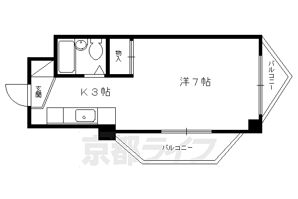 マイシャイン 410｜京都府京都市左京区高野竹屋町(賃貸マンション1K・4階・19.86㎡)の写真 その2