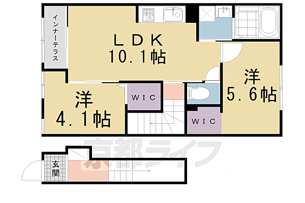 Ｃａｍｅｒａ（カーメラ）幡枝 201｜京都府京都市左京区岩倉幡枝町(賃貸アパート2LDK・2階・53.04㎡)の写真 その1