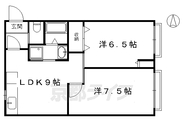 京都府京都市下京区西七条赤社町(賃貸マンション2LDK・2階・50.00㎡)の写真 その2