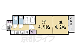 京都市上京区革堂前之町マンション 2Kの間取図画像