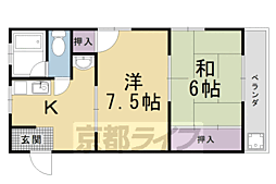 ハイツ大覚寺 2Kの間取図画像