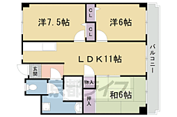 コープ・ミール花園 4階3LDKの間取り