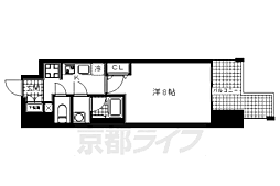 京都市営烏丸線 五条駅 徒歩7分の賃貸マンション 6階1Kの間取り