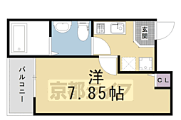 サントス堀川紫明 1Kの間取図画像