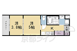 レシオス京都西院 2Kの間取図画像