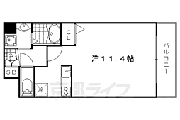 スワンズ京都大将軍 ワンルームの間取図画像