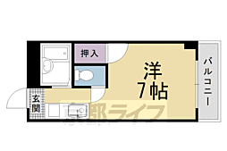 パビヨン宇多野 1Kの間取図画像