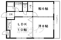 リベラシオン稲荷 2LDKの間取図画像