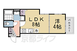 フラッツ六地蔵 1LDKの間取図画像