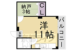 シェロ中書島 ワンルームの間取図画像