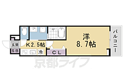 ヒカルサ京都山科大宅 1Kの間取図画像