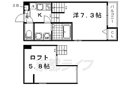 ハーモニーテラス高塚 1Kの間取図画像