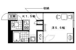 レオパレスプランタン壱番館 1Kの間取図画像