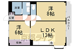 ディアコート津田 2LDKの間取図画像