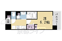 ASVER京都四条西院 1Kの間取図画像