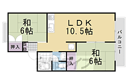 セジュール山代・上桂 2LDKの間取図画像
