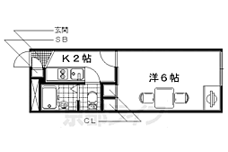 レオパレスセレーノ 1Kの間取図画像