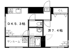 ビッグバーンズ両替町 1DKの間取図画像