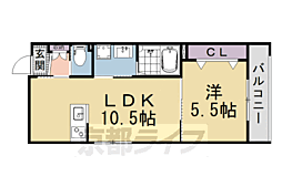 大津市南志賀3丁目アパート 1LDKの間取図画像