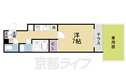 ヴィラ四条大宮 1Kの間取図画像