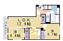 プルミエール上賀茂 2LDKの間取図画像
