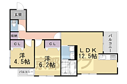 Plume葛野三条 2LDKの間取図画像