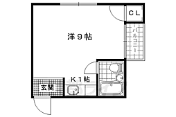 シティーハイツ音羽 ワンルームの間取図画像