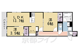 アレ・デ・フルール西向日駅前A棟 2LDKの間取図画像