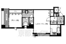 リーガル京都烏丸御池 1LDKの間取図画像