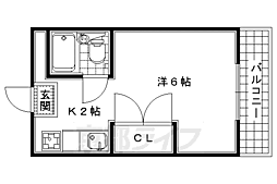 ボーン宇治1号館 1Kの間取図画像