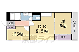 グリシーヌ京都西京極 2DKの間取図画像