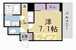ラフレシール ウエスト 1Kの間取図画像
