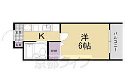 プレミアムヒルズ嵯峨野 1Kの間取図画像