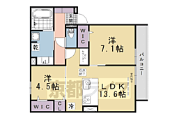 京都市伏見区桃山筑前台町アパート 2LDKの間取図画像