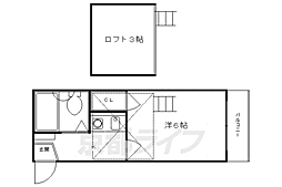 Kozy3番館 1Kの間取図画像