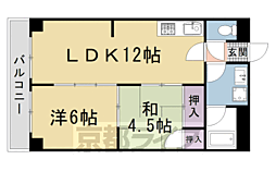 シャトーウメダ 2LDKの間取図画像