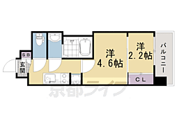 エンゼルプラザ京都太秦 1DKの間取図画像