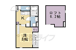 ハーモニーテラス深草大亀谷万帖敷町 1Kの間取図画像