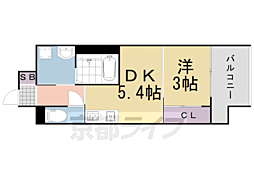 AQUAPLACE京都二条城北 1DKの間取図画像