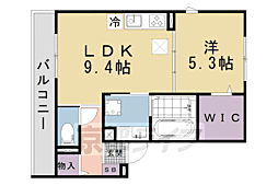 京都市山科区厨子奥若林町アパート 1LDKの間取図画像