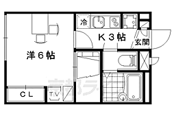 レオパレスPine 1Kの間取図画像