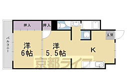 シャトー葛野 2Kの間取図画像