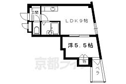 クレール鴨東 1LDKの間取図画像