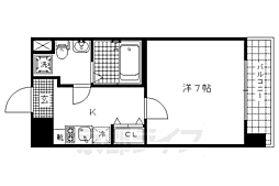 クレストコート二条城北 1Kの間取図画像