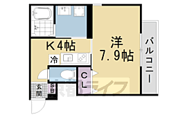 LEI CORT椥辻I 1Kの間取図画像
