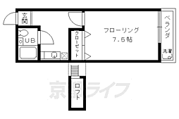 コーポ未麗妙心寺 1Kの間取図画像