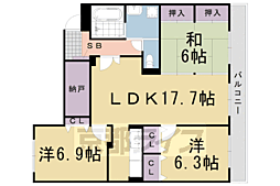 サンパープルたけじ 3LDKの間取図画像
