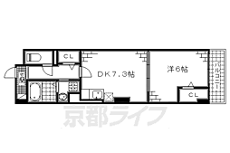 K'sコート京都 1DKの間取図画像