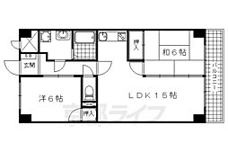 東野第一グリーンハイツ山科 2LDKの間取図画像
