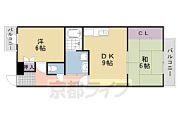 第10長栄アビタシオン清水 2DKの間取図画像